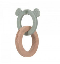 TEETHER 2IN1 WOOD/SIL LTL CHUMS CAT 231
