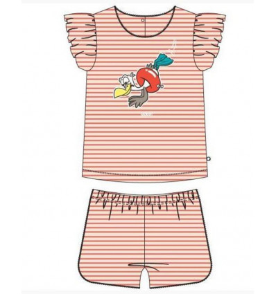 MEISJES PYJAMA ROZE-IVOOR STREPEN 6M 21