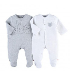 SET 2 GRIJZE PYJAMA'S JERSEY 3M 21