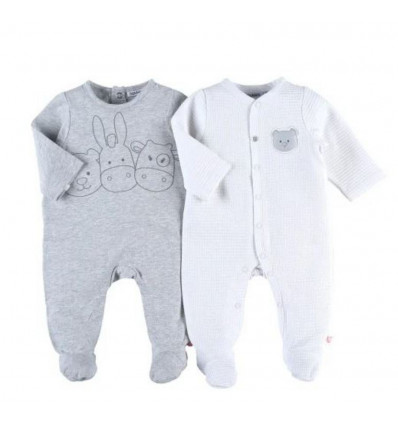2 PYJAMA'S DORS-BIEN GRIS COTON 3M 21