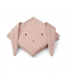 HANNAH MUSLIN RABBIT 2P RABBIT ROSE 21