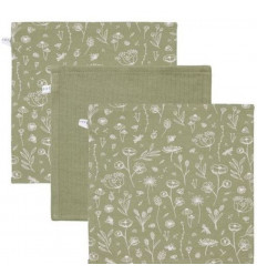 MONDDOEKJES W.FLOWER OLIVE/PURE OLIV 21