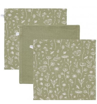 MONDDOEKJES W.FLOWER OLIVE/PURE OLIV 21