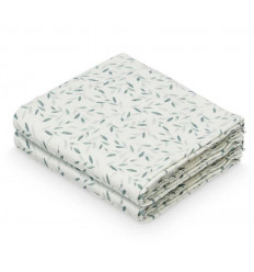 MUSLIN CLOTH PRINTED 2P GREEN LEAVES 21
