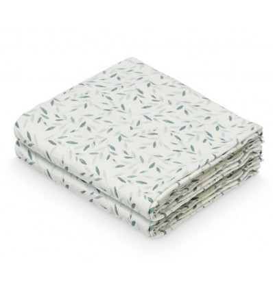 MUSLIN CLOTH PRINTED 2P GREEN LEAVES 21