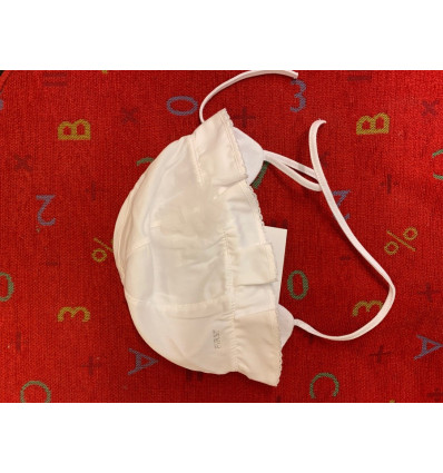 WHITE GIRLS HAT EARPROTECT&FLOWERS 42 21
