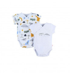 2 BODYS CROISE MANCHE COURTE DINO 12M 21
