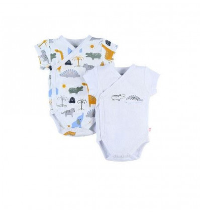 2 BODYS CROISE MANCHE COURTE DINO 12M 21