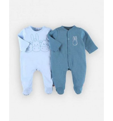 SET 2 BLAUWE PYJAMA'S JERSEY 9M 21