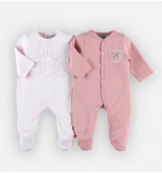 2 PYJAMA'S DORS-BIEN ROSE COTON 1M 21