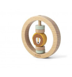 WOODEN ROUND RATTLE MR. LION 25