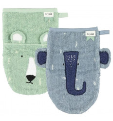 WASHCLOTHS MR POLAR BEAR-MRS ELEPHAN 25