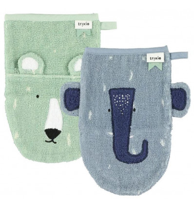 WASHCLOTHS MR POLAR BEAR-MRS ELEPHAN 25