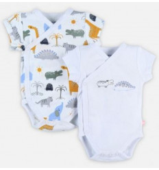 2 BODYS CROISE MANCHE COURTE DINO 9M 21