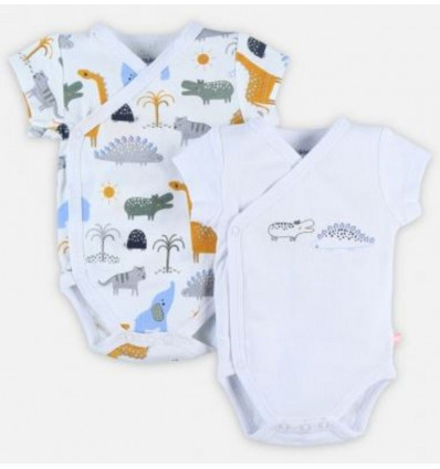 2 BODYS CROISE MANCHE COURTE DINO 9M 21