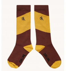 KNEE SOCKS DIAGONAL BROWN/YELLOW 4-6Y 21
