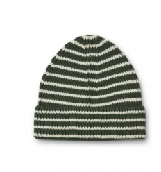 EZRA BEANIE STRIPE GREEN/CREME 1-2Y 21