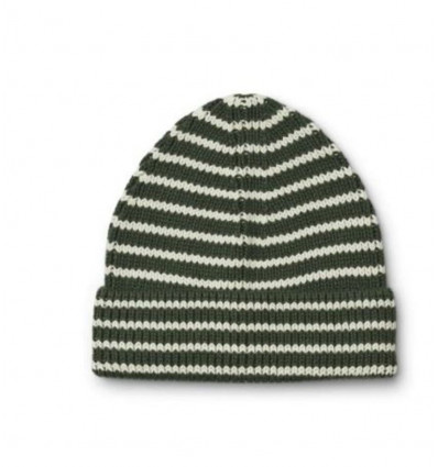 EZRA BEANIE STRIPE GREEN/CREME 1-2Y 21
