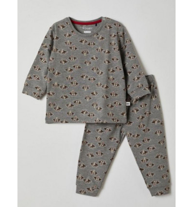 JONGENS PYJAMA GRIJS WASBEER PRINT 3M 21