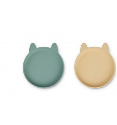 OLIVIA PLATE 2P RABBIT PEPPERMINT YEL 21