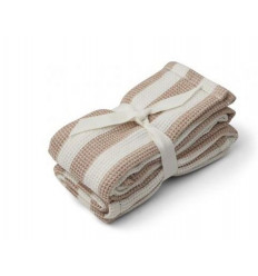LEAH MUSLIN CLOTH 2P STRIPE ROSE/CR M 21