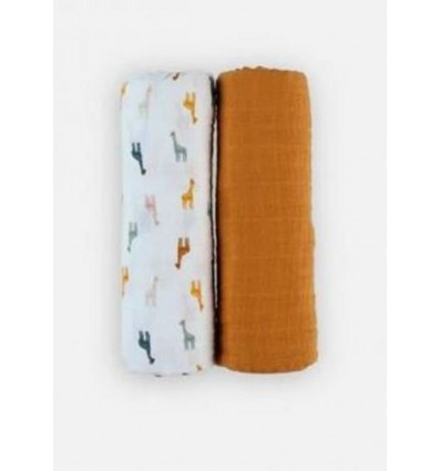 M&M21 2 LANGES 100X100 GIRAFES MOUSSE 22