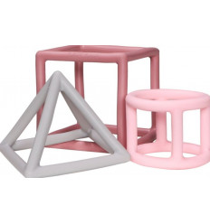TEETHER TOY SIL GEOMETRIC SHAPES PINK 23