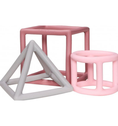 TEETHER TOY SIL GEOMETRIC SHAPES PINK 23