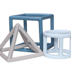 TEETHER TOY SIL GEOMETRIC SHAPES BLUE 22