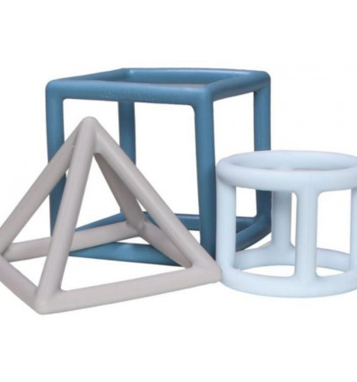 TEETHER TOY SIL GEOMETRIC SHAPES BLUE 22