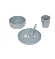DISH SET PP/CELL FARM.SHEEP/GOOS BLU 251