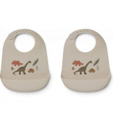 TILDA SIL BIB 2P DINO DARK SANDY MIX 21