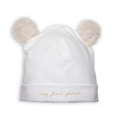 B BONNET TEDDY BEAR EARS WHI-GREY 38 21