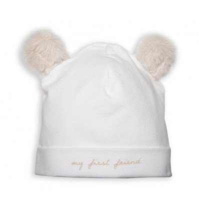 B BONNET TEDDY BEAR EARS WHI-GREY 38 21