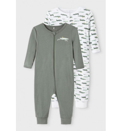 NBMNIGHTSUIT 2P ZIP AGAVE GRN CROCOD 68