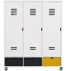 3-DEURSKAST LOCKER OP WIELEN MIX & MATCH