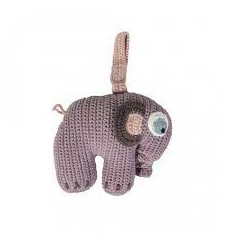 CROCHET MUSICAL PULL TOY ELEPHANT LILAC