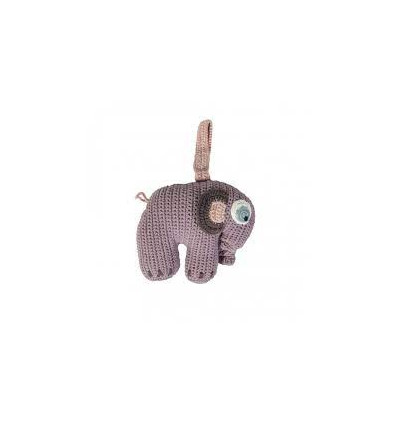 CROCHET MUSICAL PULL TOY ELEPHANT LILAC