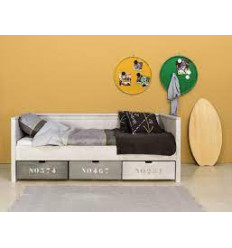 BEDBANK 90X200 BASIC WOOD WHITE WASH 202