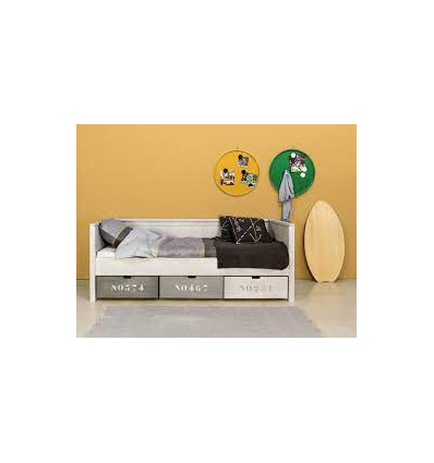 LIT BANQ 90X200 BASIC WOOD WHI WASH 202
