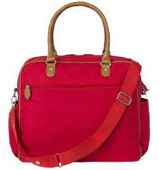 DIAPER BAG RED CANVAS BADGES GIRLS RED 4