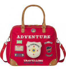DIAPER BAG RED CANVAS BADGES BOYS RED 4