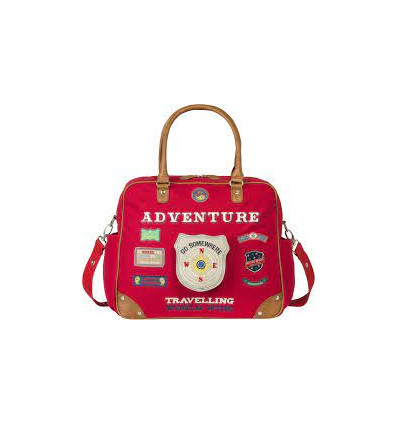 DIAPER BAG RED CANVAS BADGES BOYS RED 4