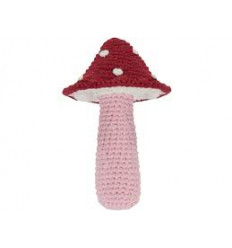 CROCHET RATTLE MUSHROOM RED 62