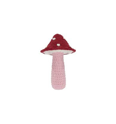 CROCHET RATTLE MUSHROOM RED 62