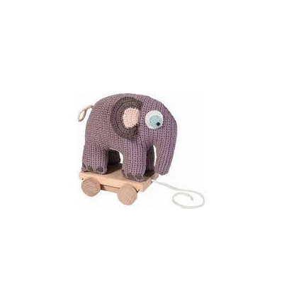 CROCHET PULL-ALONG TOY ELEPHANT LILAC 62
