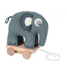 CROCHET PULL-ALONG TOY ELEPHANT BLUE 62