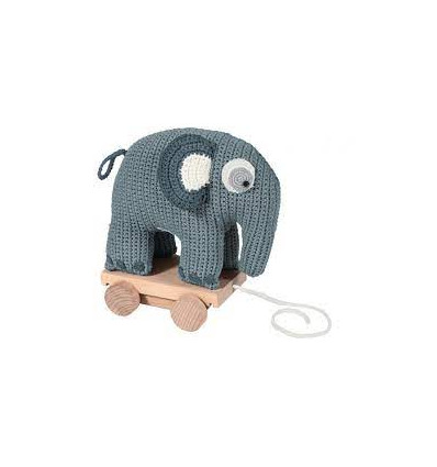 CROCHET PULL-ALONG TOY ELEPHANT BLUE 62