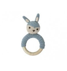 CROCHET RATTLE RABBIT ON RING BLUE 62