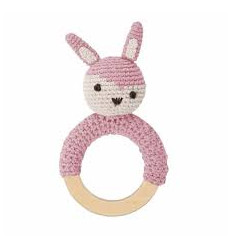 CROCHET RATTLE RABBIT ON RING ROSE 62